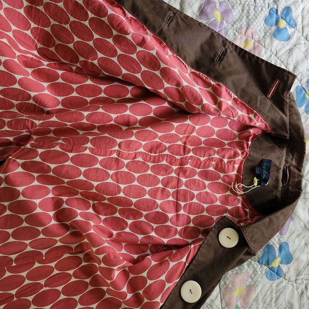 Women's Boden spring fall Medium big button Brown trench coat Jacket sz 8 - Picture 15 of 16